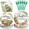 96 Pcs Storybook Baby Shower Decoration Tableware 350 GSM A New Chapter Will Soon Begin Book Plates Napkins Forks Set